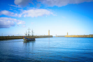 Classic boat on Whitby harbour