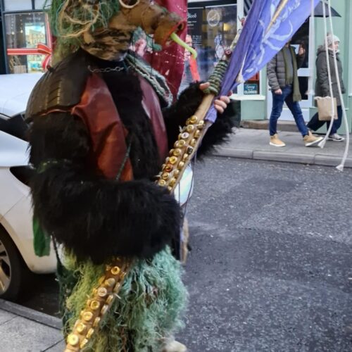 387c68b2-50ef-4803-bf6a-e55d49acc97e A person wearing traditional Krampus outfit for the Krampus Run