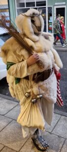 A person wearing traditional Krampus outfit for the Krampus Run